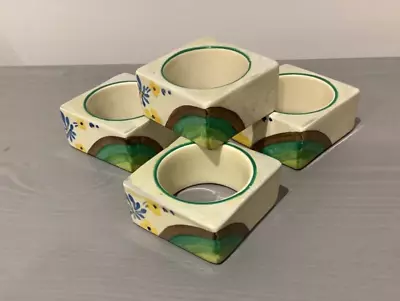 Buy Set Of Four Clarice Cliff Art Deco Napkin Rings Set • 150£