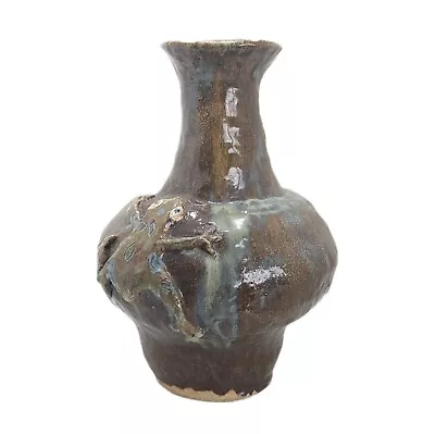 Buy Studio Pottery Frog Vase In Brown Glaze, Large, Vintage, Unique • 49£