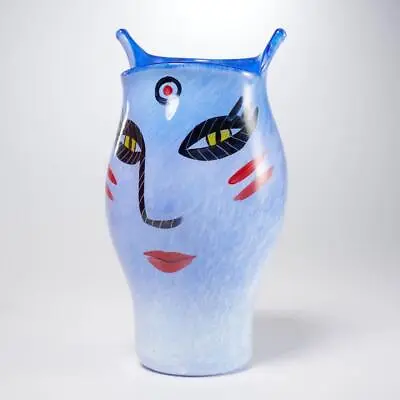 Buy Kosta Boda Ulrica Hydman Vallien Blue Art Glass Cat Hand Painted Vase 10 H • 223.66£