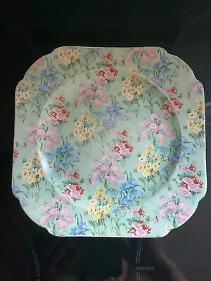 Buy Rare Vintage Shelley Melody Square Cake Plate, Green, 21cm • 13.50£