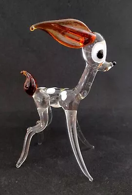 Buy Vintage  Glass Bambi Deer. Lampwork. Handmade. Clear, Amber, White. 10cm Tall. • 12£