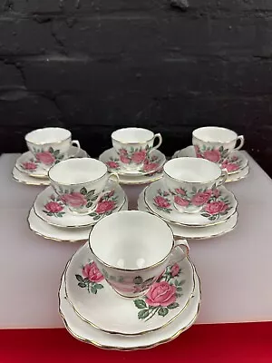 Buy 6 X Royal Vale Pink Roses Trio Tea Trios Cups Saucer Side Plates Set 1529 • 39.99£