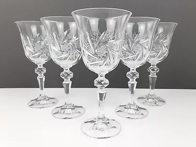 Buy 5 X Bohemia Czech  Pinwheel Symphony Crystal Glasses Vintage • 57.99£