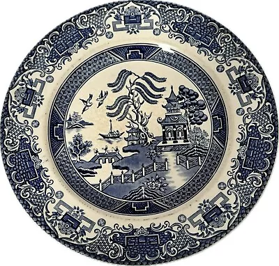 Buy English Ironstone Tableware, Old Willow, Willow Pattern, Blue Dinner Plate #MCB • 13.71£