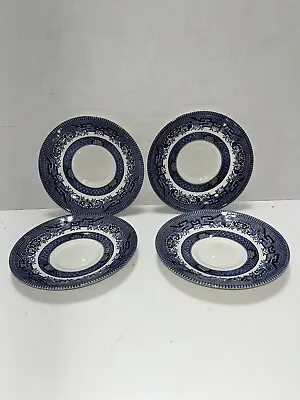 Buy 4 Vintage 1950s Blue Willow China 5.5Inch Saucers Made In England Churchill • 8.47£