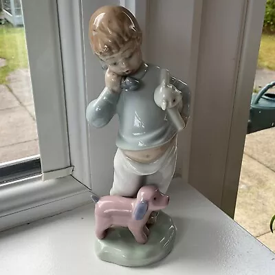 Buy Nao Lladro Daisa Figurine , 1987, Boy With Puppy, Teddy & Telephone. • 14£