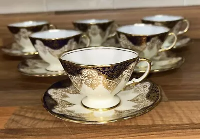 Buy Hammersley & Co. Bone China Cobalt Blue And Gold Tea Cup & Saucer X 6 • 19.99£