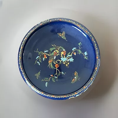 Buy Crown Pottery Bursley Ware Blue Large Fruit  Bowl Parrots Butterflies   Selah   • 14.80£