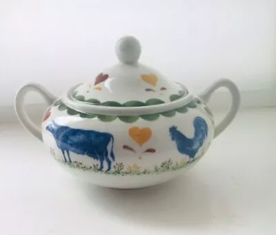 Buy Wood & Sons - Double Handle/ Lidded Sugar Bowl ‘Jack's Farm'  Spongeware -... • 7.50£