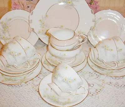 Buy AYNSLEY Tea Set Service Bone China 🌸 Pink & Primrose 1930/40s Vintage RARE SET • 95£