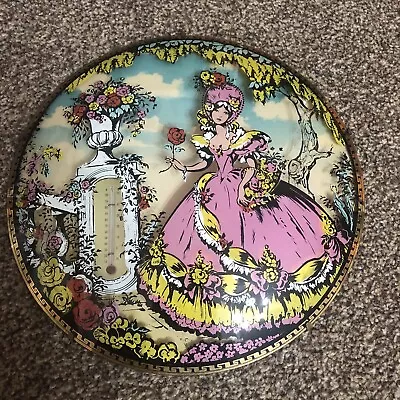 Buy Vintage Retro 1960s Kitsch Glass Wall Plaque Crinoline Lady Thermometer 10” • 9.99£