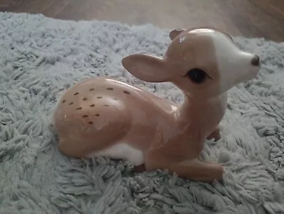 Buy Large Mid Century Szeiler Studio Pottery Hand Painted Fawn Baby Deer ~ 18cm Long • 9.99£