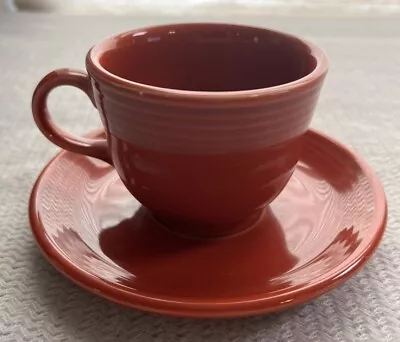 Buy Homer Laughlin Fiesta Ware Paprika Orange Matching Teacup & Saucer Made In USA • 9.31£