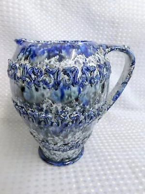 Buy Blue Art Pottery Majolica Jug / Vase 19cm Made In Italy • 12.99£