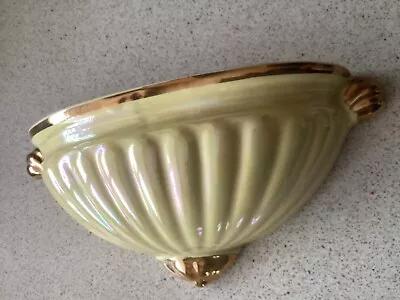 Buy VINTAGE 1950s SADLER POTTERY ASCOT  YELLOW LUSTRE WALL POCKET VASE • 12.50£