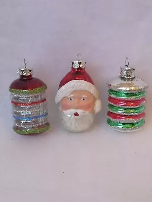Buy 3 Christmas Glass Baubles Santa Claus Lanterns Hanging Ornament Decorations  • 8.90£
