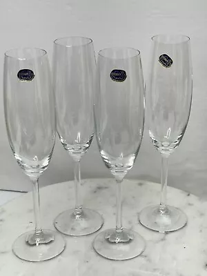 Buy Set Of 4 Bohemian Czech Republic Crystal Champagne Flutes New Without  Box • 36.35£