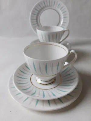 Buy Caprice Queen Anne Bone China Set Of 2 Trio's Cups, Saucers, Side Plates 60s/70s • 10.99£