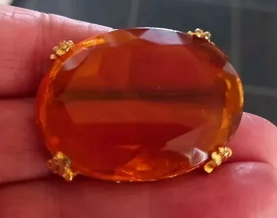 Buy VINTAGE 1960s/70s ORANGE CITRINE TOPAS FACETED GLASS BROOCH • 2.95£