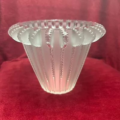 Buy Lalique  Royat  Pattern Clear & Frosted Glass Vase Designed By Rene Lalique 1936 • 595£