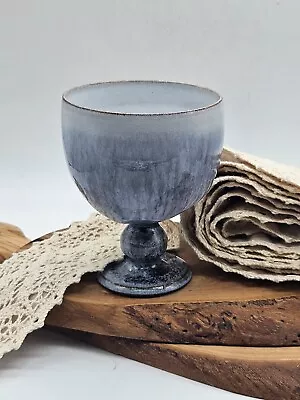 Buy Studio Pottery Blue Glazed Wine Goblet, VGC EB9024 • 14£