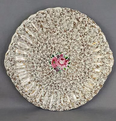 Buy Vintage Royal Victoria Wade Pottery Plate Dish Gold Pattern With Pink Flower • 6£