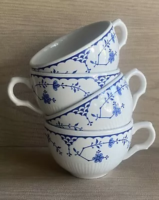 Buy 4 Denmark Blue Furnivals Coffee Tea Cup Mugs Fluted Flowers Lace England • 30.74£