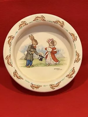 Buy Royal Doulton Bunnykins GREETINGS Baby Plate Bowl Vintage RARE Barbara Vernon • 39.99£
