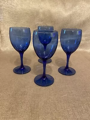 Buy Rare Vintage Luminarc France Set Of 4 Cobalt Blue Wine Glasses Retro Home Bar • 29.99£