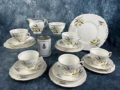 Buy Vintage Colclough 18 Piece Bone China Tea Set - Pattern 6791 Yellow Stardust • 53.50£