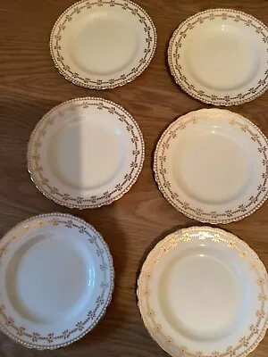 Buy Vintage Tuscan Gold Flower  Pattern With Red Centres Side Plates X 6 • 10£