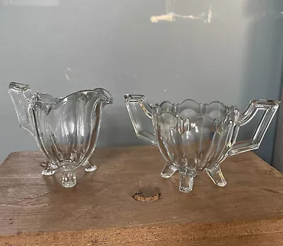 Buy Vintage Davidson Art Deco Chippendale Style Trophy Glass Milk Jug & Sugar Bowl • 10£