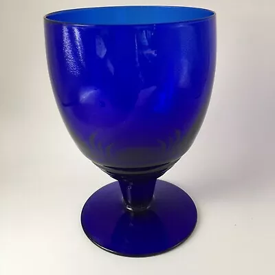 Buy Wine Drinking Glass Cobalt Blue 240 Ml Ribbed Stem With Raw Pontil 4.6  • 30£