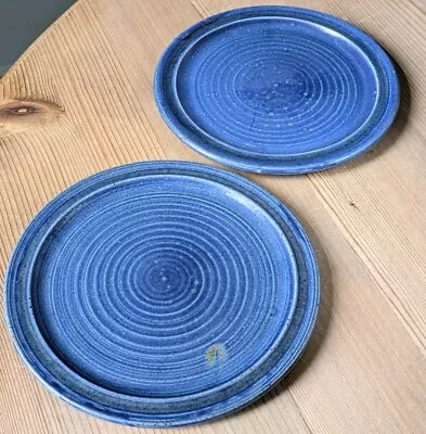 Buy 2x Bob Park Culloden Pottery Small Side Plates Scottish Studio Art Blue Ceramic • 16£