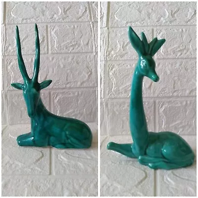 Buy Vintage Anglia Pottery Turquoise / Teal Giraffes And Antelope  • 10£