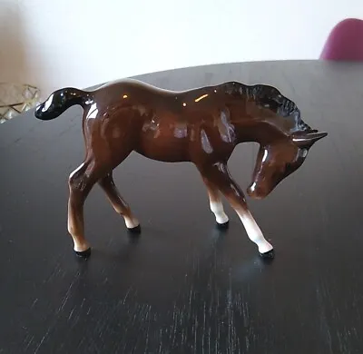 Buy Gorgeous Beswick Bay Foal Head Down Grazing Brown Gloss  Gift For Horse Lover • 12.99£