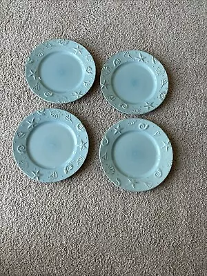 Buy Thompson Pottery Dinner Plates 10.75  Cape Cod Blue Sea Shells Nautical Set - 4 • 27.96£