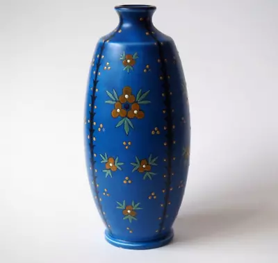 Buy Minton Arts & Crafts Secessionist Vase Enamel Flowers Azure Blue C 1891 • 176.99£