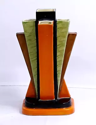 Buy Art Deco Myott & Son Pyramid Fan Vase / Geometric Fan Vase / C1933 / Odeon • 52£