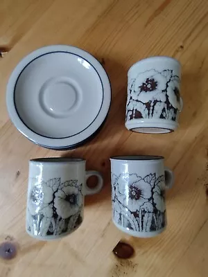 Buy Vintage Hornsea Pottery Cornrose 3 Coffee Cups & 4 Saucers Designed By Martin Hu • 2.50£