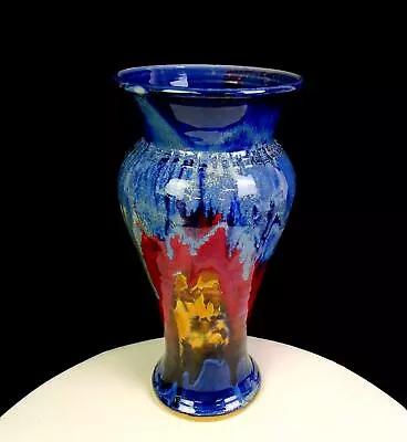 Buy Studio Art Pottery Flambe Glaze Impressed Collar 11 1/8  Vase 1970s • 86.18£