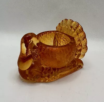 Buy Vintage Amber Glass Flash Painted TURKEY Votive Candle Holder Thanksgiving Decor • 7.45£