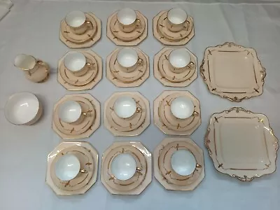 Buy Vintage Art Deco Paragon China Tea Set 40 Pieces Gold Black Orange Rare Very Old • 200£