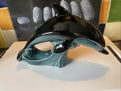 Buy Vintage Poole Pottery Large Dolphin Figurine Black & Teal • 3£