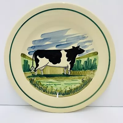 Buy Oxney Green Cow Plate Black And White Friesian Farmer 10.5”  Dinner Handpainted • 20£