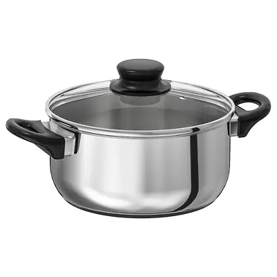 Buy IKEA Large Stock Pot Saucepan Non-Stick Cooking Pot With Glass Lid Aluminum • 12.10£