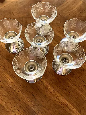 Buy Vintage Depression Glass  6 Dessert Sundae Cups W/ Metal Base Scalloped Rim • 27.96£