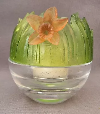 Buy A Signed Daum Pate De Verre Jonquille Daffodils Tea Tree Light Holder • 30£