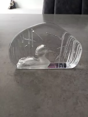 Buy Mats Jonasson Duck Paperweight Sweden Crystal Sculpture Swedish Etched Signed • 34.99£