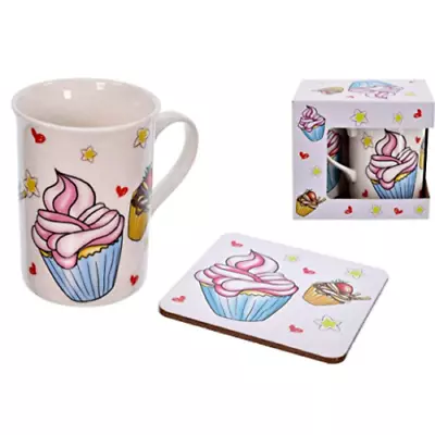Buy Kids Cupcake Design Tea Coffee Juice Ideal Gift Mug & Coaster Set • 5.89£
